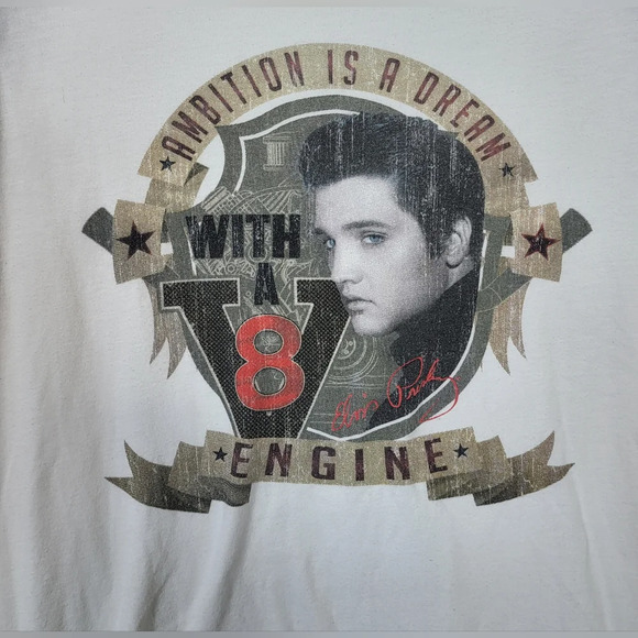 Elvis Presley Ambition Is A Dream With A V8 Engine Raglan Unisex Tee Size L - Picture 2 of 4